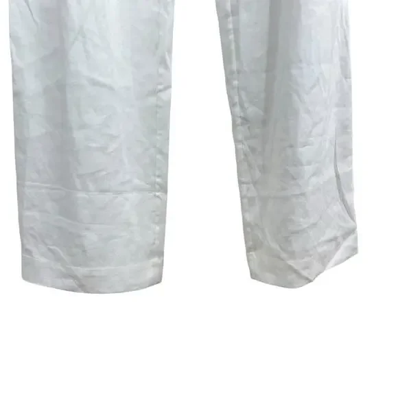 Jenni Kayne Riley Linen Blend Pleated Front Relaxed Fit Trouser Pants White Sz 4